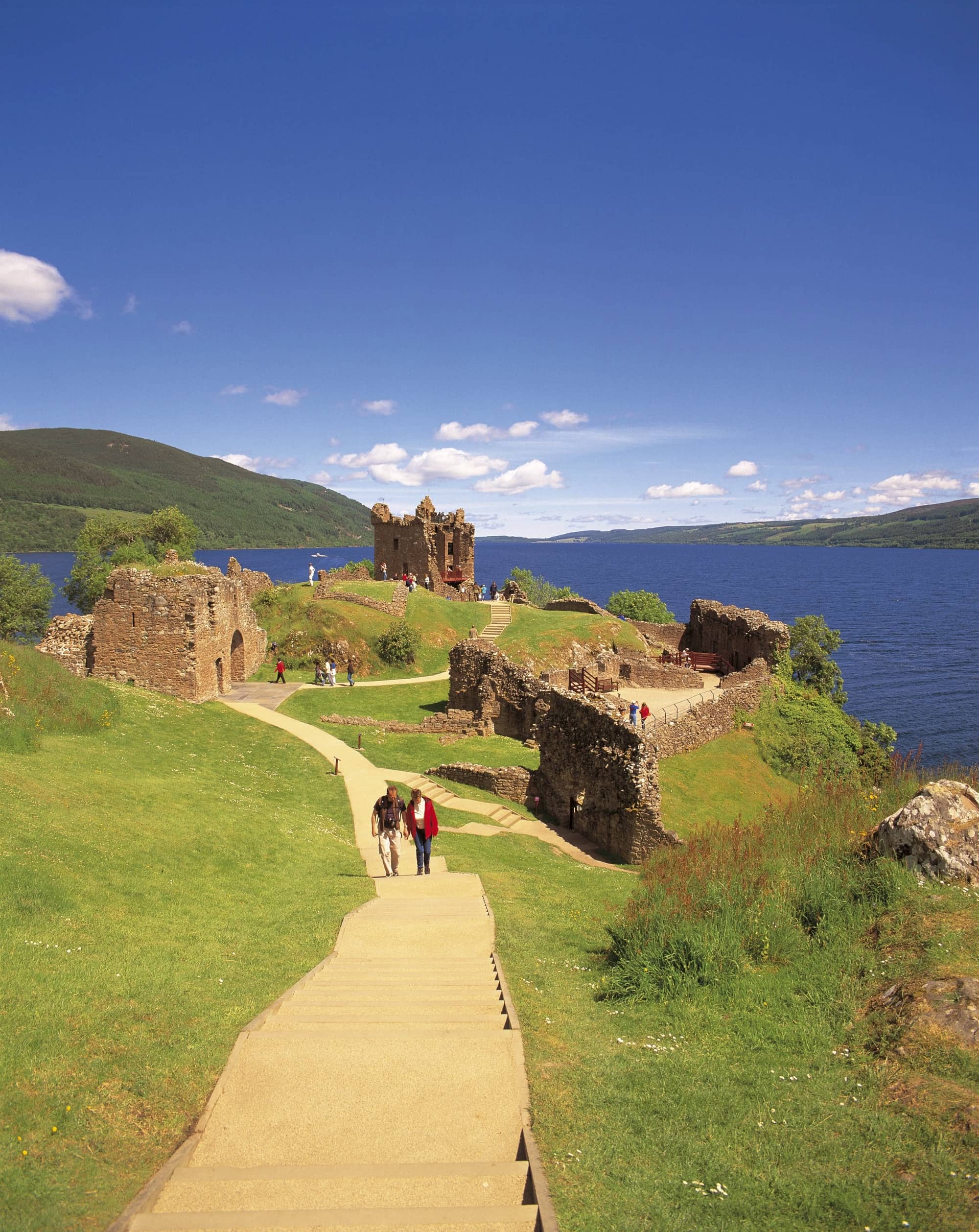 Urquhart Castle Strome Point Great Glen Way with a view to Loch Ness Walking Holiday Visit Scotland