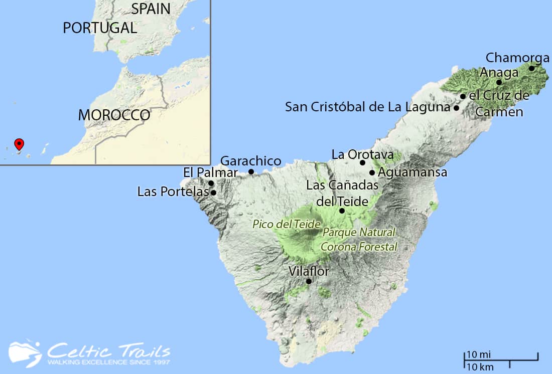 Map of Walking Holidays in Tenerife