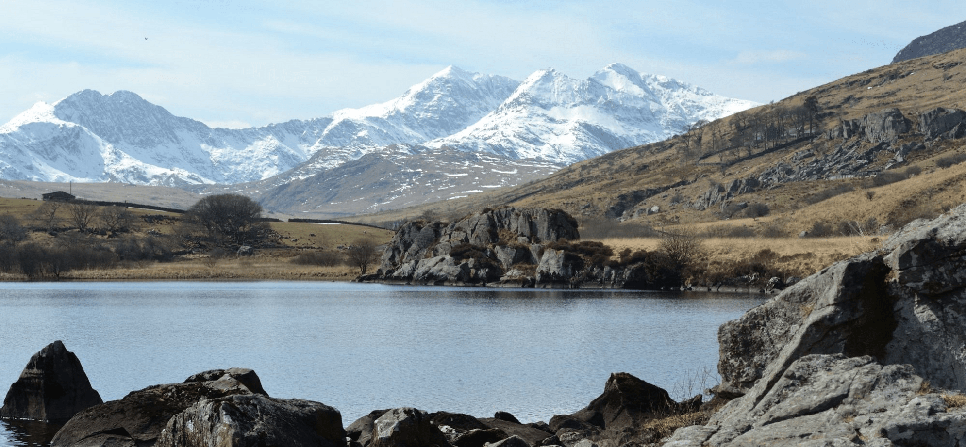 Mount Snowdonia looming over lake in Snowdonia