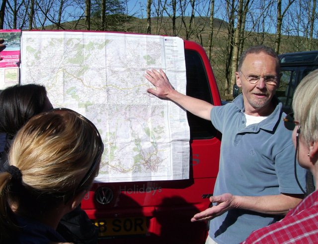 Angus, tour leader, describing the location