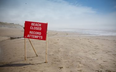 Image of Pendine Sands closed for land speed record attempts, Carmarthenshire, Wales