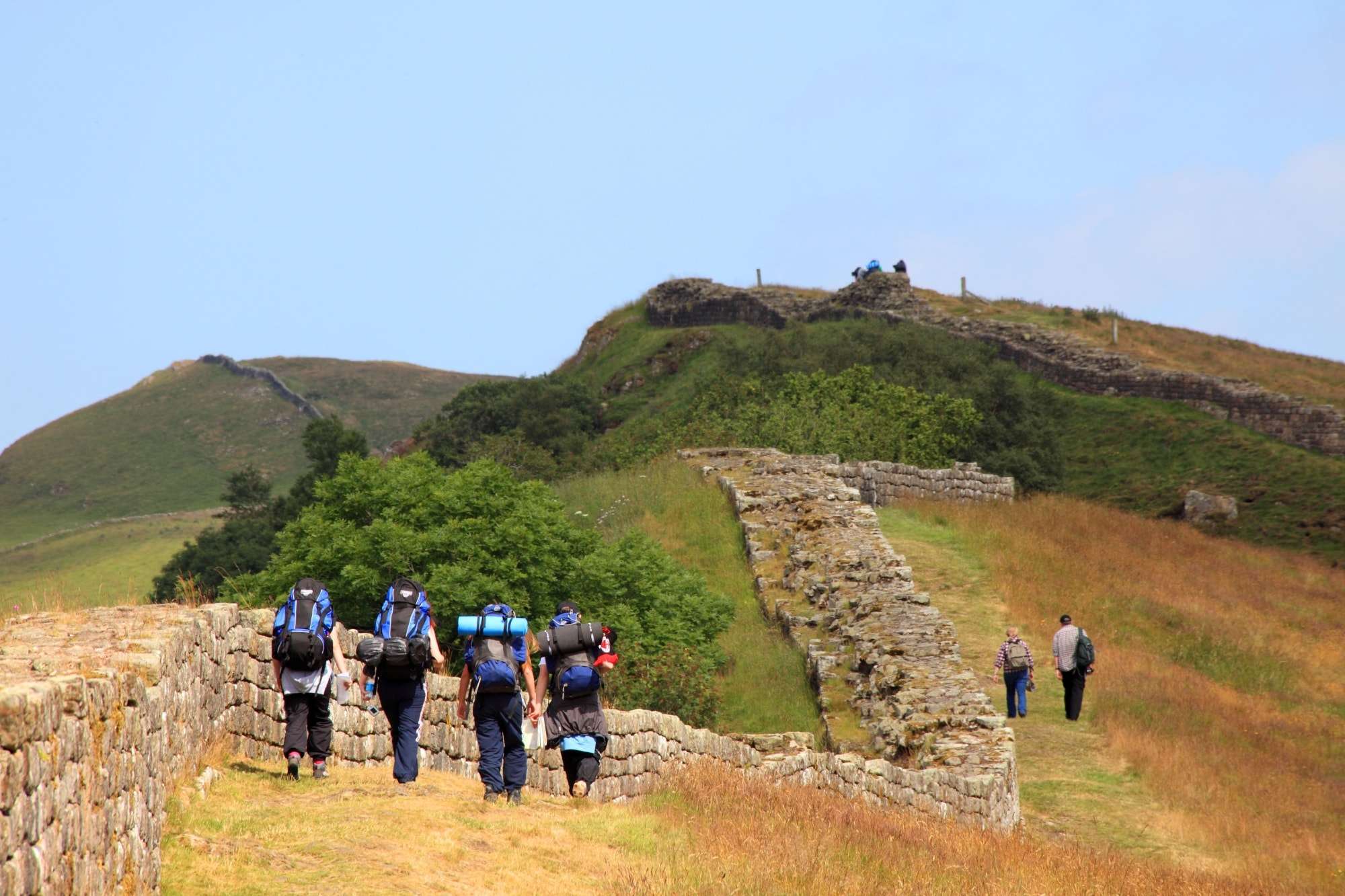 Image of a group walking Hadrian's Wall, North England