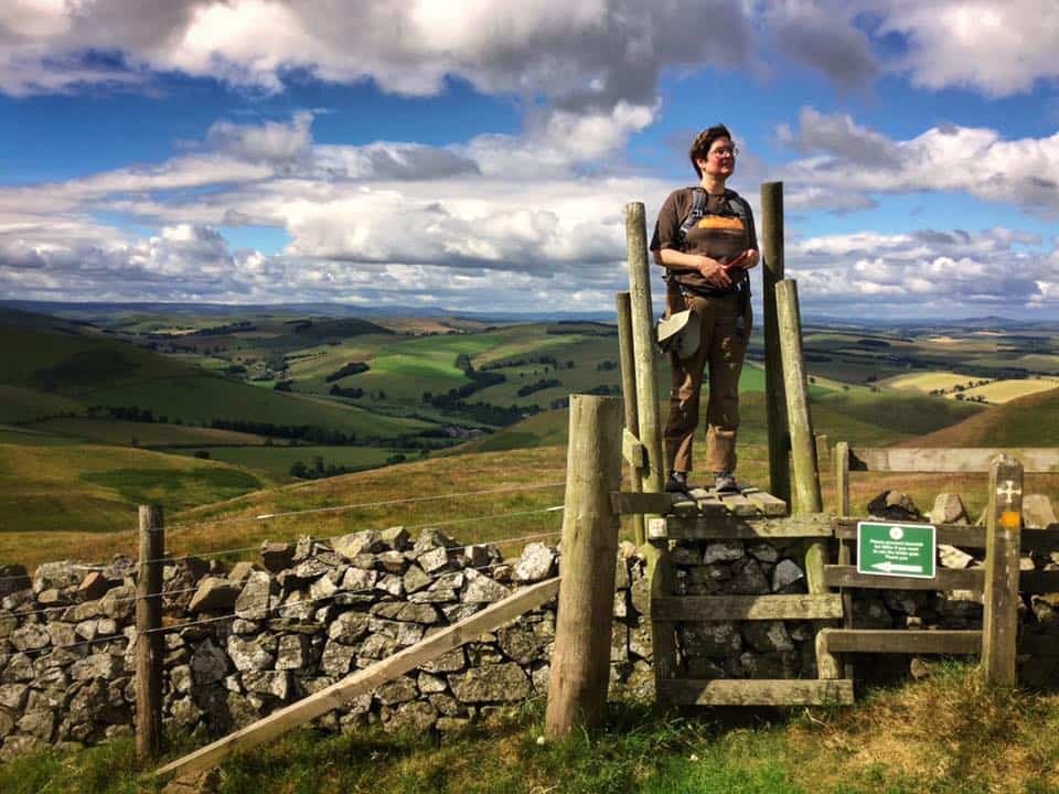 Walking St Cuthberts Way Stile between Melrose and Lindisfarne