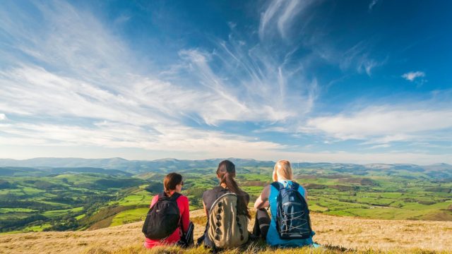 Three walkers enjoying the view